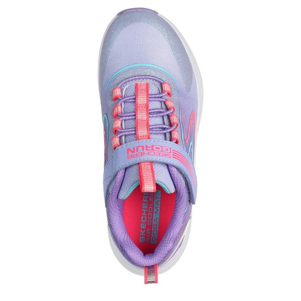 Lavender/Multi - Skechers - Bungee And Strap Glitter Mesh Sneak Slip On Runners Unisex Kids