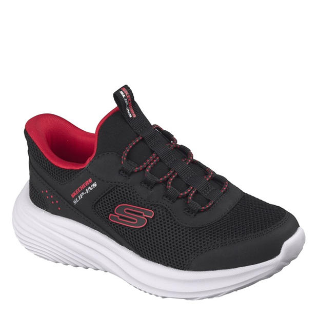 Black/Red - Skechers - Kids Slip On Trainers