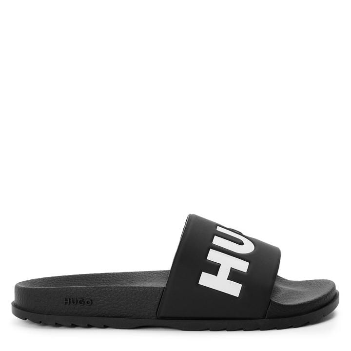 Hugo Boys Black Kids' Slider Slippers in Size 3, Sports Direct