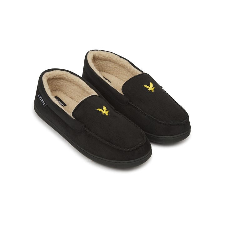 Lyle And Scott Men's Black Moccasin Slippers in Size 10, Sports Direct