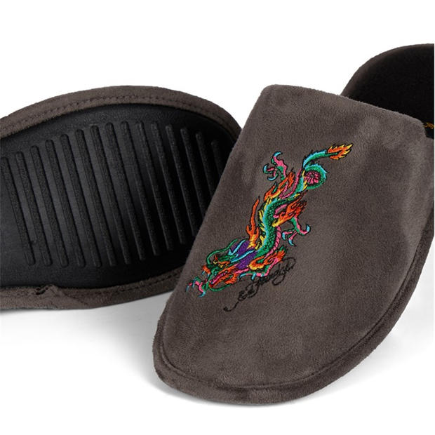 Grey - Ed Hardy - Men's Mule Slippers