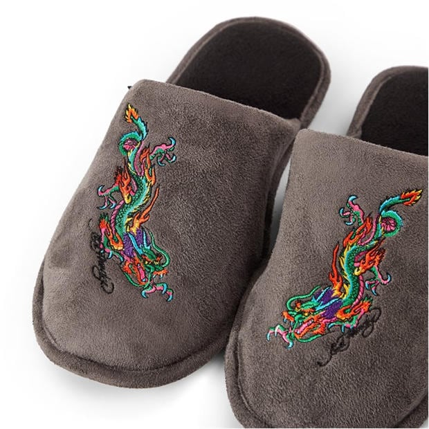 Grey - Ed Hardy - Men's Mule Slippers