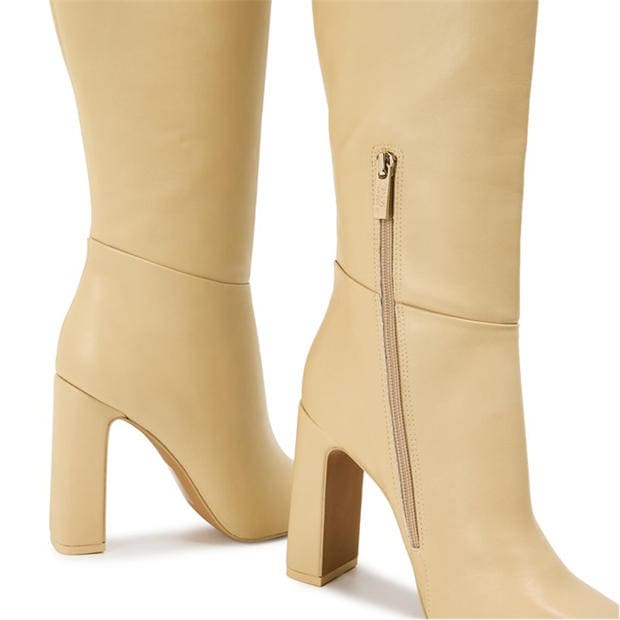 Coconut Milk - Steve Madden - Women's Ally Knee High Heeled Boot Slippers