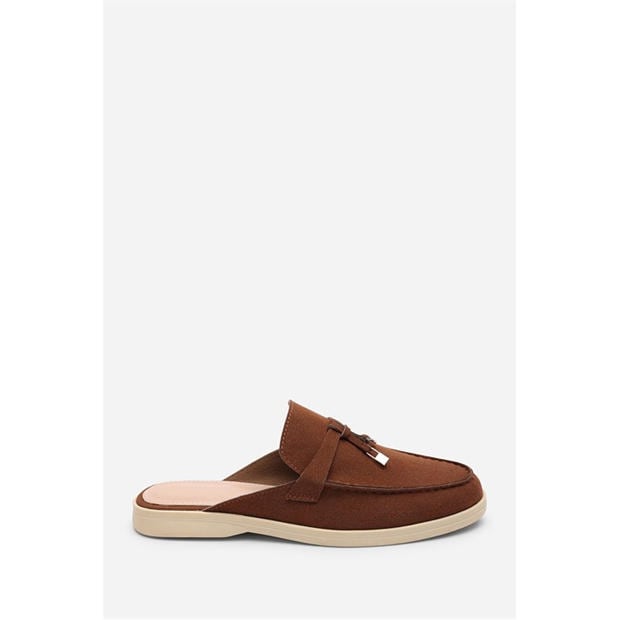 Brown Nubuck - Wheres That From - Where’s Flat Slip On Loafer With Tassel Detail