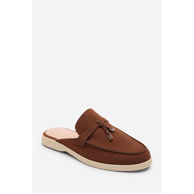 Brown Nubuck - Wheres That From - Where’s Flat Slip On Loafer With Tassel Detail