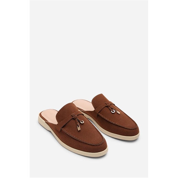 Brown Nubuck - Wheres That From - Where’s Flat Slip On Loafer With Tassel Detail