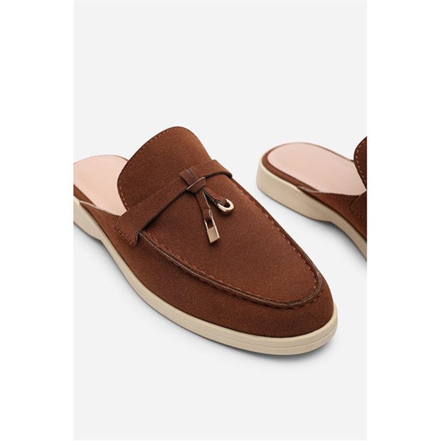 Brown Nubuck - Wheres That From - Where’s Flat Slip On Loafer With Tassel Detail