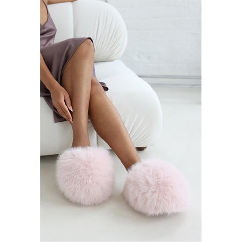 Wheres That From - Where’s Ultimate Fluffy Beige Faux Fur Mule Slippers