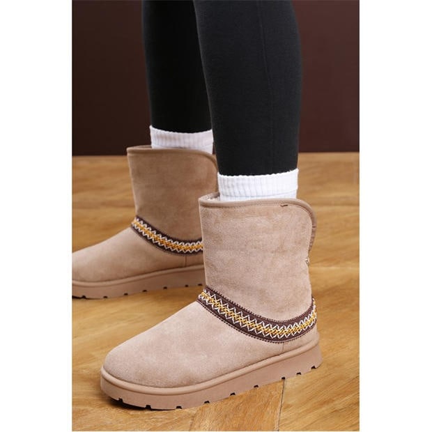 CamelSuede - Wheres That From - Women's Embroidered Boot Slipper