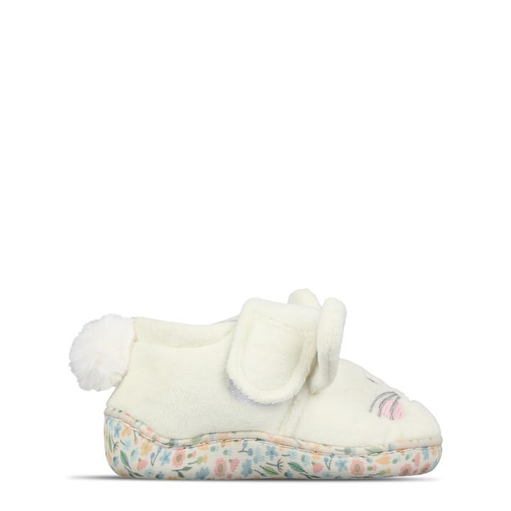 Fabric  Kids Cream Slippers  in Size C8, Sports Direct