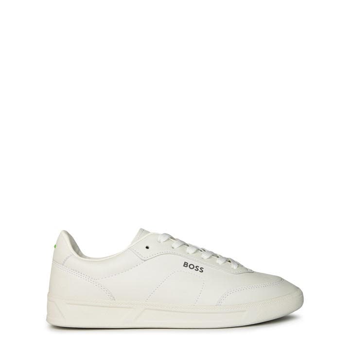 Boss Men's White Leather Trainers With Logo Detail - Premium Construction (Brandon) in Size 9, Sports Direct