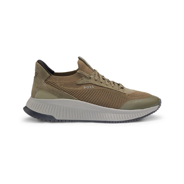 Boss Men's Green Ttnm Evo Trainers With Signature Detailing in Size 7, Sports Direct
