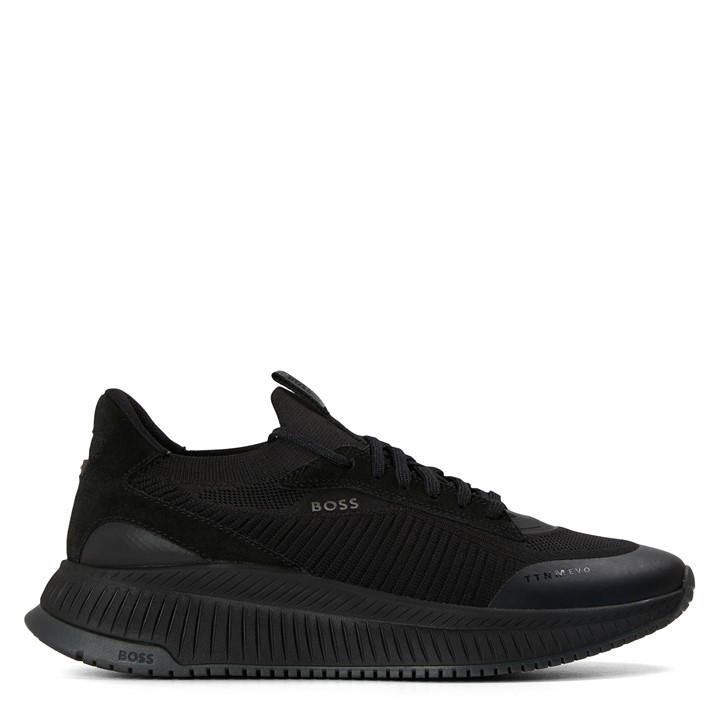 Boss Men's Black Ttnm Evo Trainers With Signature Detailing in Size 14, Sports Direct