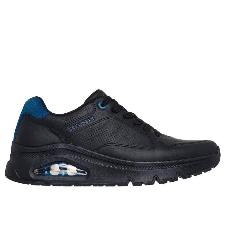 Skechers Men's Black Leather Decorative Stitch Low-Top Trainers in Size 9, Sports Direct