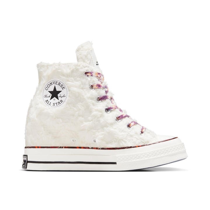 Converse Women's Beige Chuck 70 Wedge Hi Vanilla Trainers in Size 6.5, Sports Direct