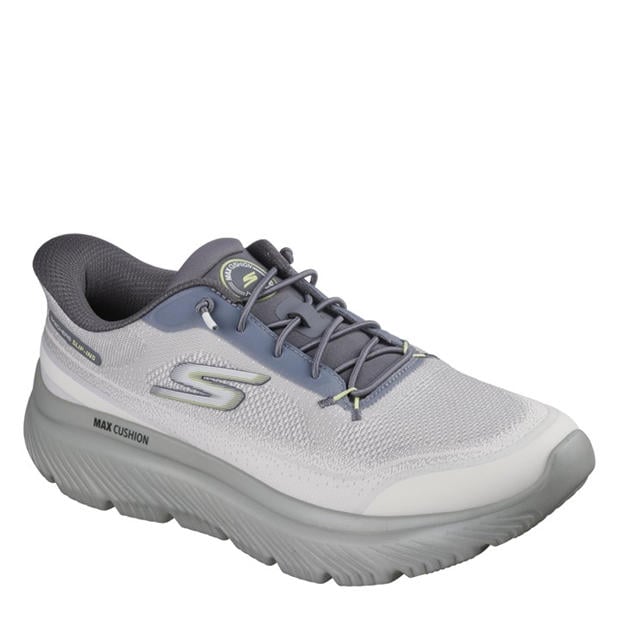 Charcoal/Lime - Skechers - Go Walk Max Cushioning Hyper Slip On Trainers Mens