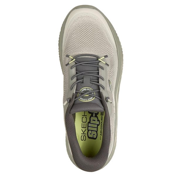 Charcoal/Lime - Skechers - Go Walk Max Cushioning Hyper Slip On Trainers Mens