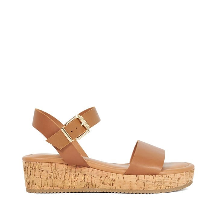 Dune London Women's Brown Lazered Leather Sandals Size 5