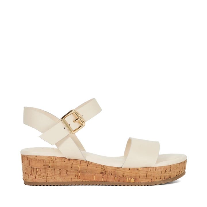 Dune London Women's Neutral Lazered Leather Flatform Sandals in Size 6, Sports Direct