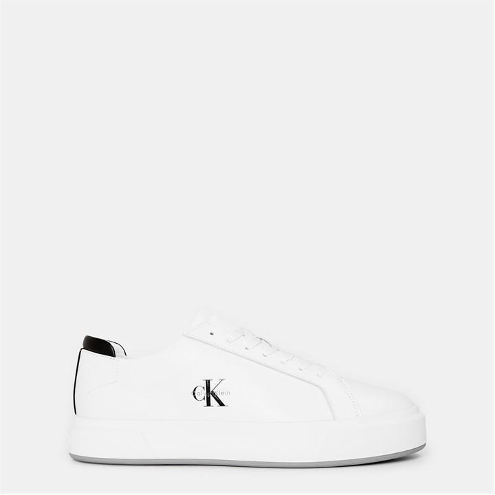Calvin Klein Men's White Basket Cupsole Court Trainers in Size 10, Sports Direct