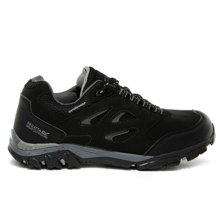 Regatta Boys Black Kids Holcombe Waterproof Low Walking Shoes in Size C11, Sports Direct