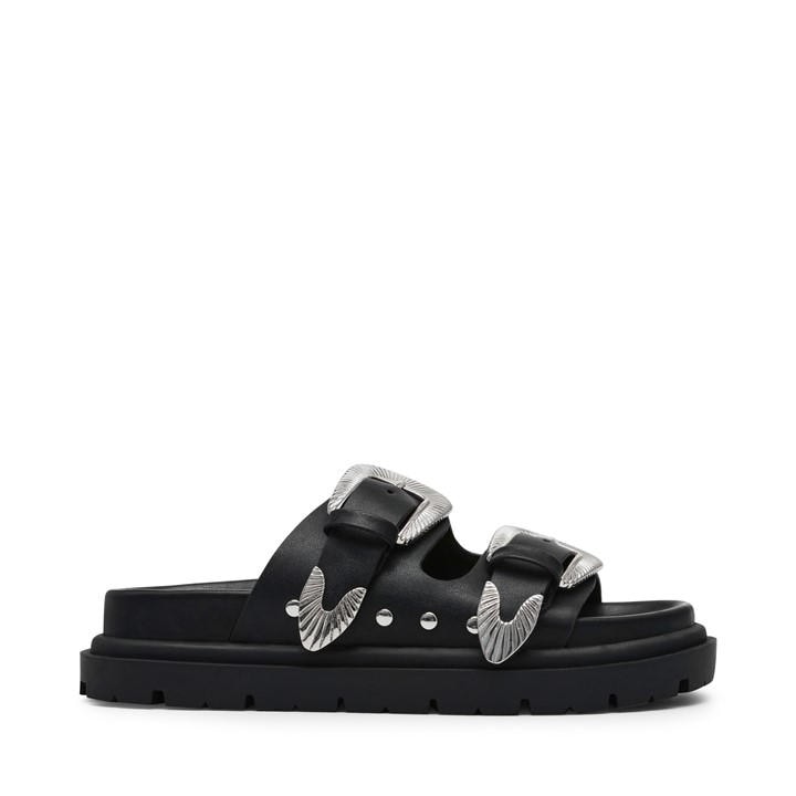 Steve Madden Women's Black Outcast Adjustable Lightweight Flatform Sandals in Size 4, Sports Direct