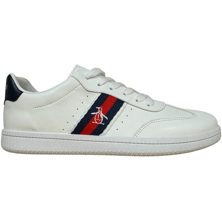 Original Penguin Men's White Op Low Profile Lace-Up Trainers  in Size 9, Sports Direct