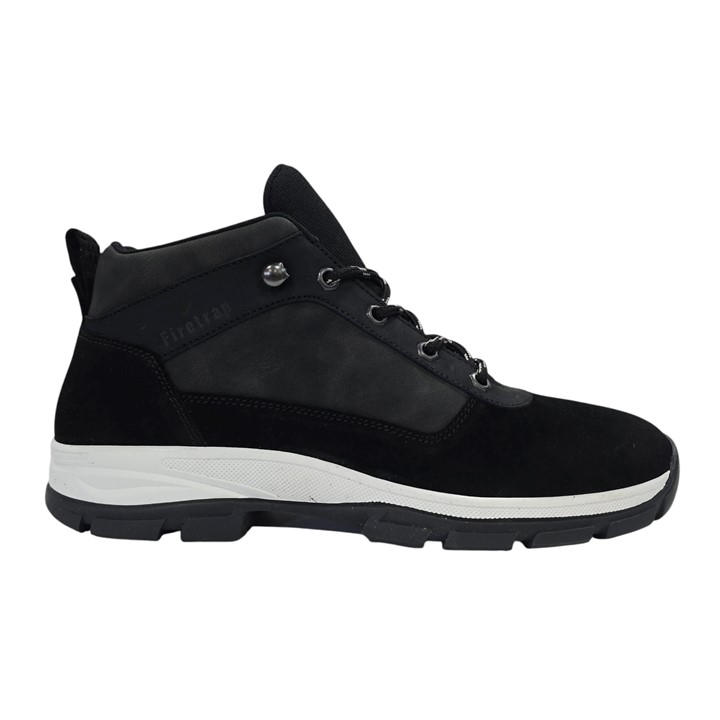 Firetrap Men's Black Delia Premium Leather Ankle Lace Up Hiker Rugged Boots in Size 9, Sports Direct