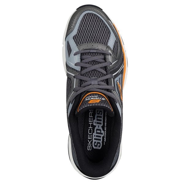 Grey/Orange - Skechers - Slip-Ins Metallic Overlay Mesh Snea Slip On Runners Mens