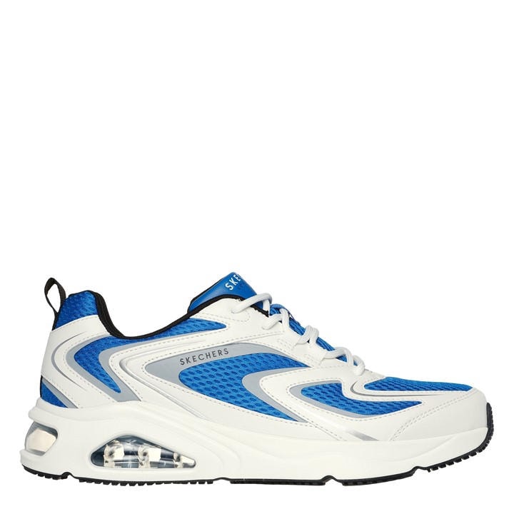 Skechers Men's White Mesh Print Overlay Low-Top Trainers in Size 7, Sports Direct