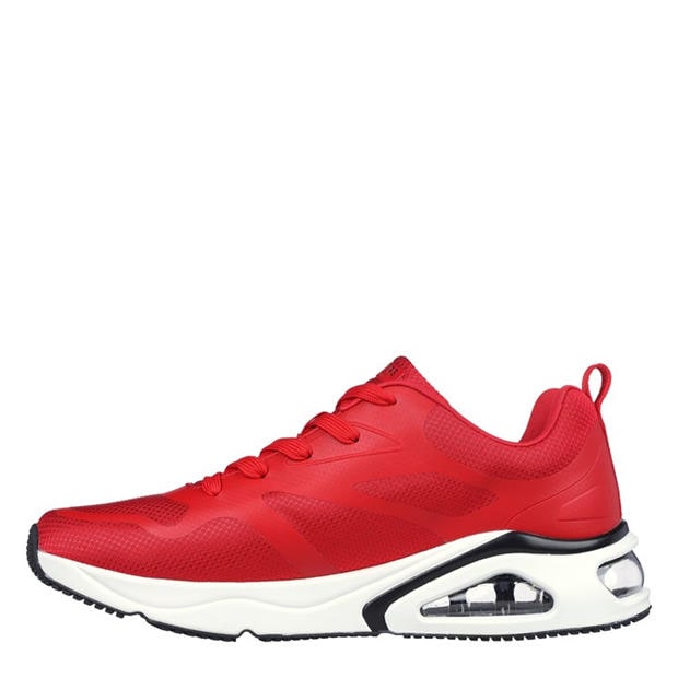 Red - Skechers - Men's Mesh Print Overlay Low-Top Trainers