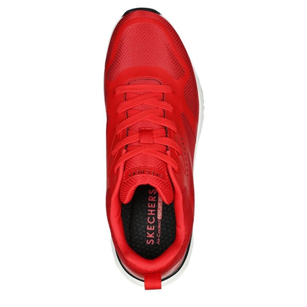 Red - Skechers - Men's Mesh Print Overlay Low-Top Trainers