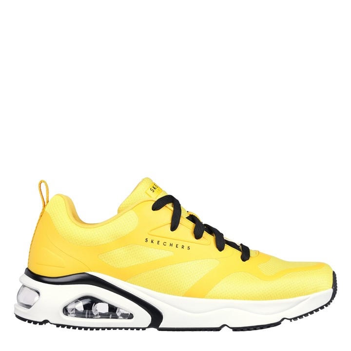 Skechers Men's Yellow Mesh Print Overlay Low-Top Trainers in Size 7, Sports Direct