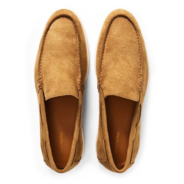 Beige Suede - Wheres That From - Mens Suede Slip On Easy Loafer