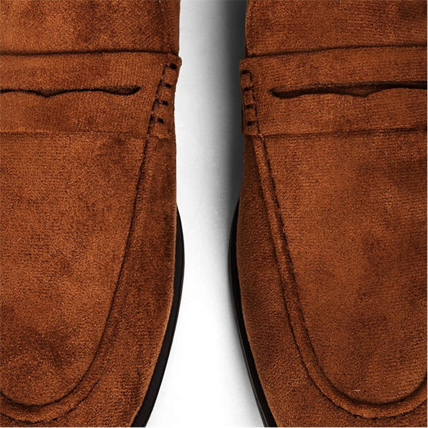 Lt Brown Suede - Wheres That From - Mens Suede Slip On Penny Loafers