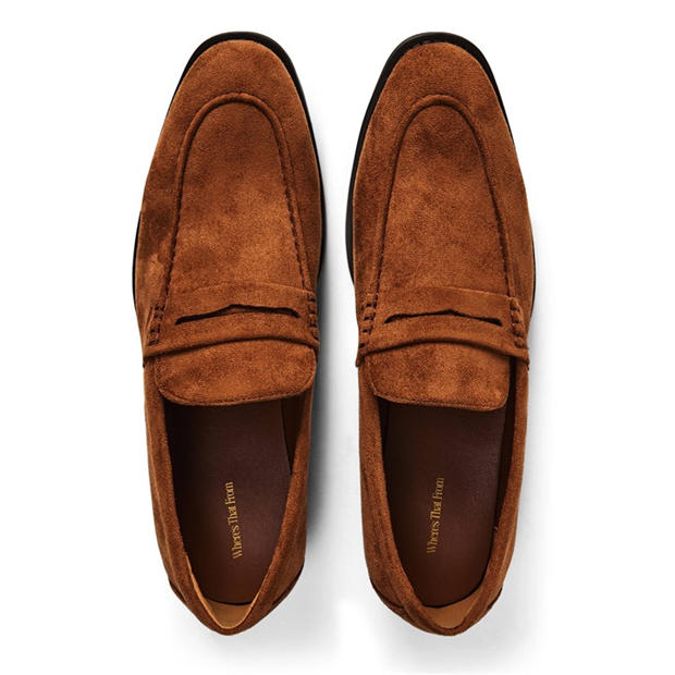 Lt Brown Suede - Wheres That From - Mens Suede Slip On Penny Loafers