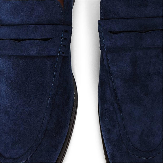 Navy Suede - Wheres That From - Mens Suede Slip On Penny Loafers
