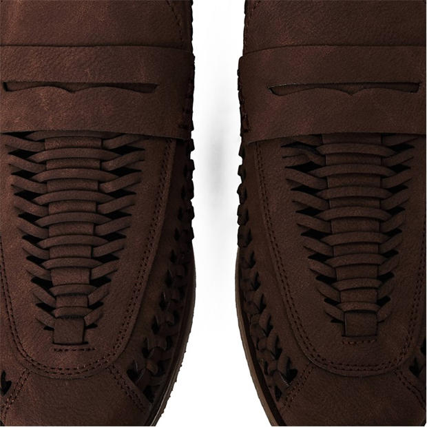 Brown Grain PU - Wheres That From - Mens Weave Slip on Loafers