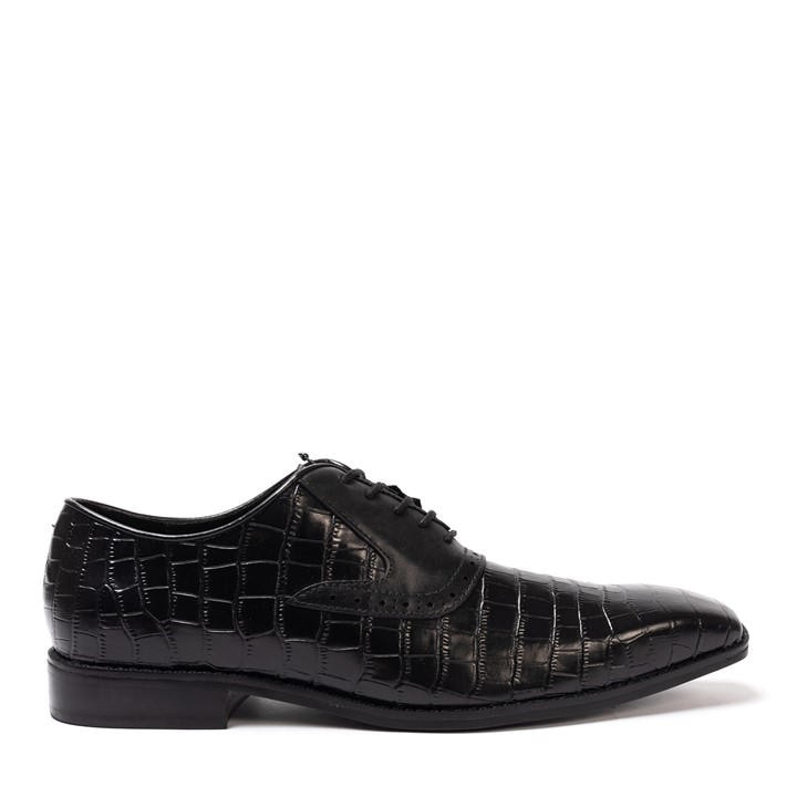Giorgio Men's Black Leather Croc Oxford Dress Brogue Shoes in Size 6, Sports Direct