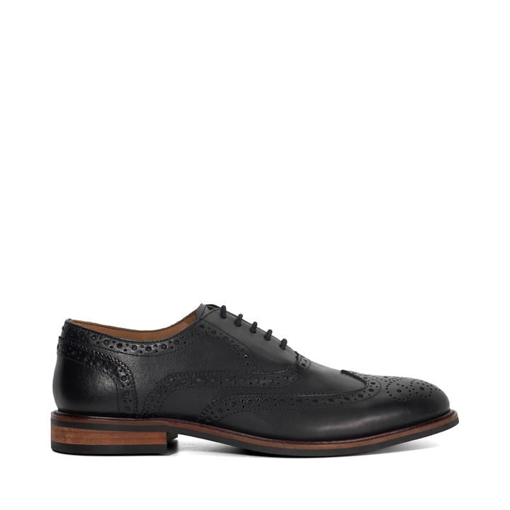 Dune London Men's Black Baltics Leather Brogues in Size 9, Sports Direct