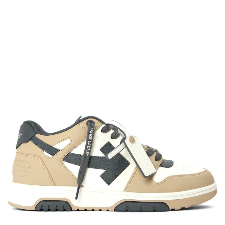 Off White Men's Beige Out Of Office Classic Trainers, Trademark Branding in Size 8.5, Sports Direct
