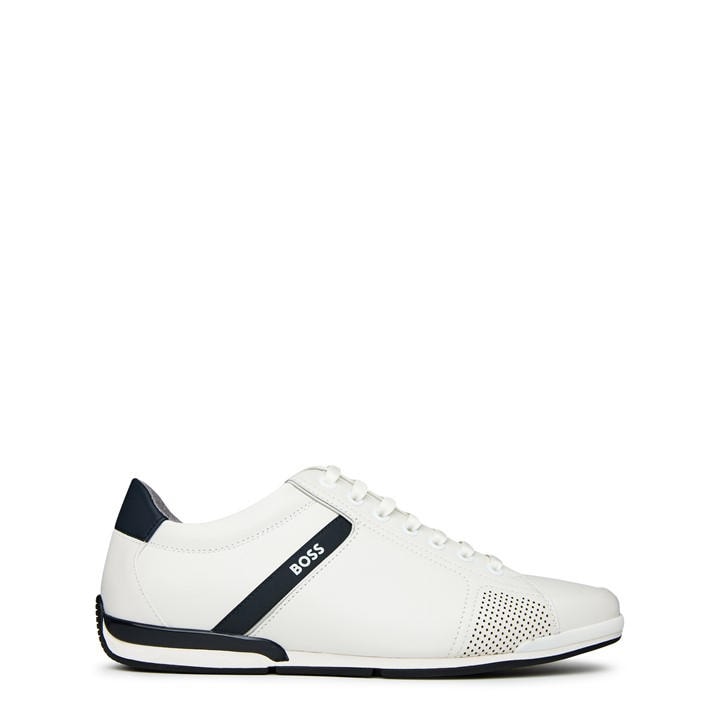 Boss Men's White Saturn Smooth Low Top Premium Leather Trainers in Size 6, Sports Direct