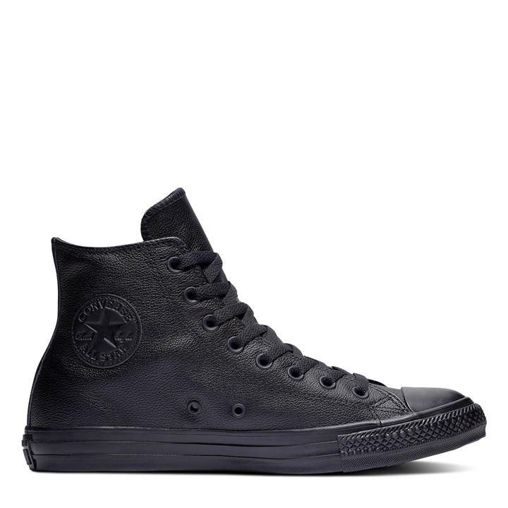 Converse Men's Black All Star Mono Leather Trainers in Size 8.5, Sports Direct