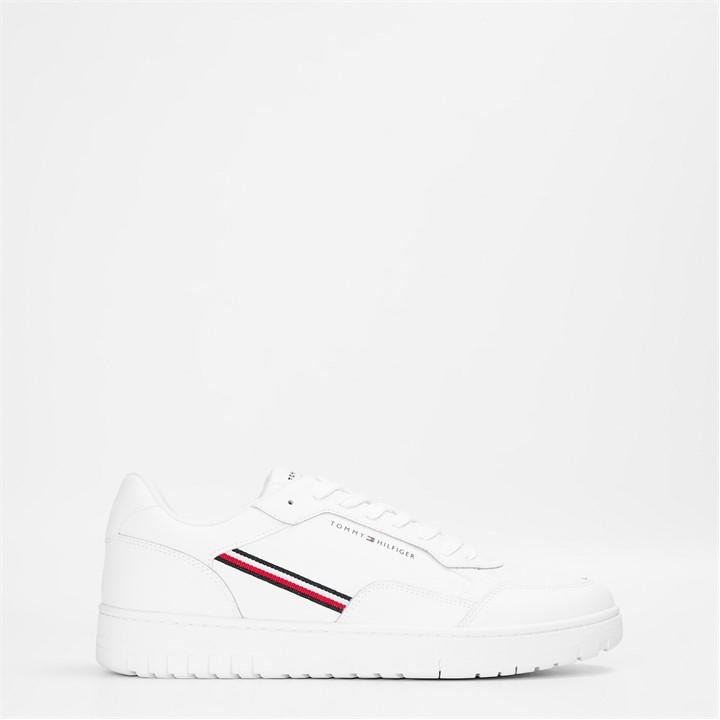 Tommy Hilfiger Men's White Basket Stripe Low-Top Trainers in Size 7, Sports Direct