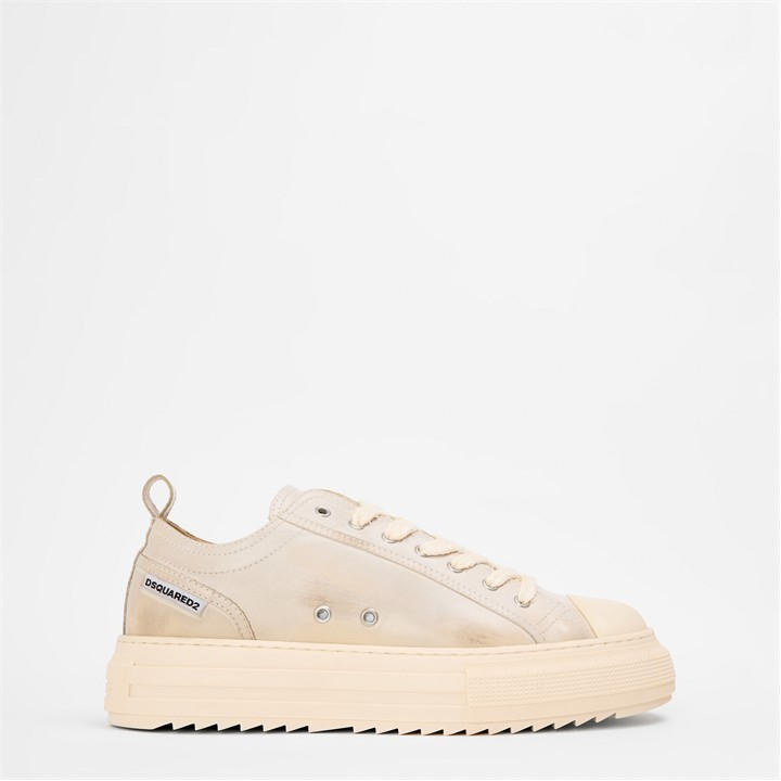Dsquared2 Men's White Dsq Leather Berlin Low-Top Trainers in Size 8, Sports Direct