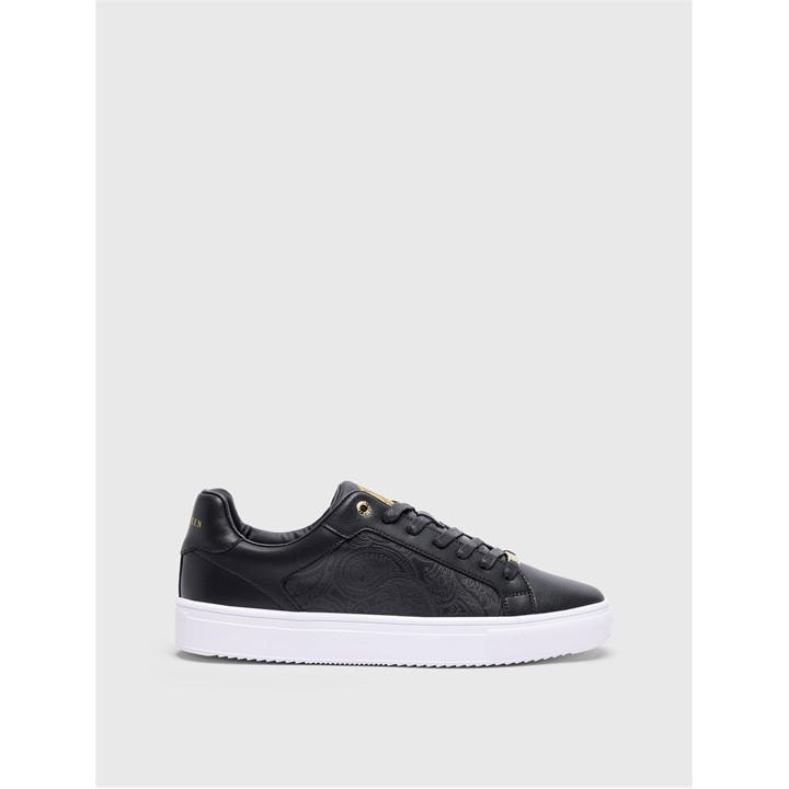 Pretty Green Men's Black Cali Paisley Low-Top Trainers in Size 10, Sports Direct