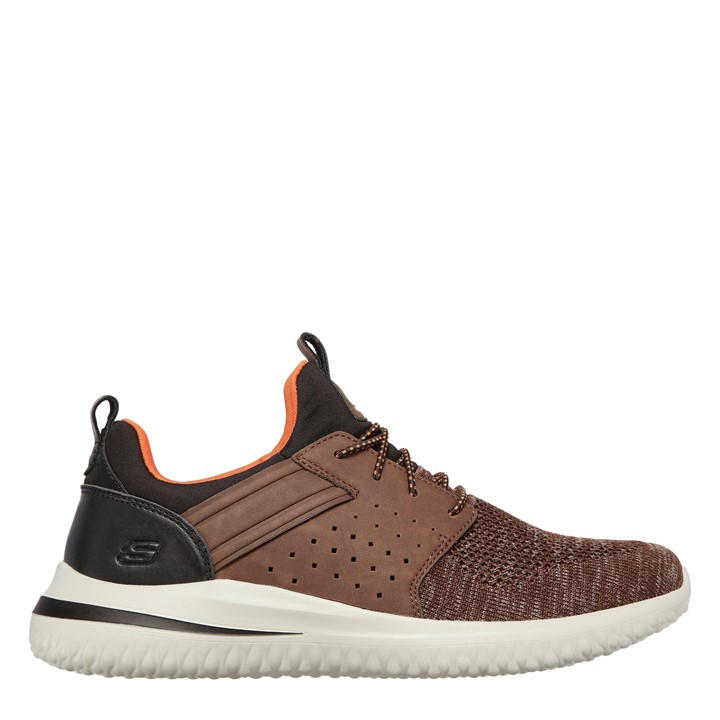 Skechers Men's Brown Delson Cicada Low-Top Trainers in Size 6, Sports Direct