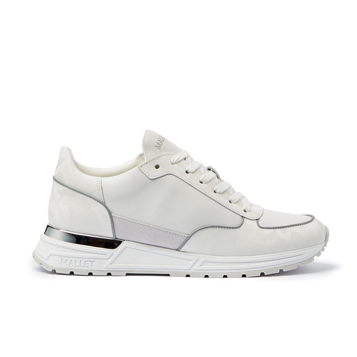 Mallet Men's White Popham Camo Trainers in Size 7, Sports Direct