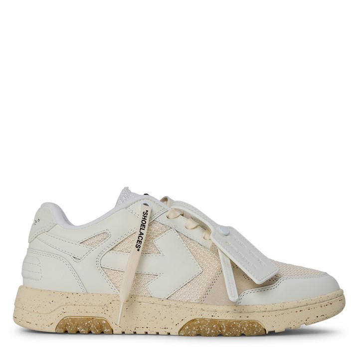Off White Men's Beige Slim Low Calfskin Leather Trainers in Size 8.5, Sports Direct