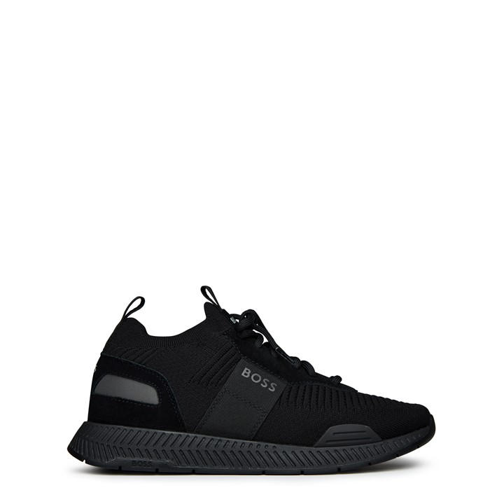 Boss Men's Black Titanium Knit Contemporary Run Trainers - Reflective Details in Size 7, Sports Direct